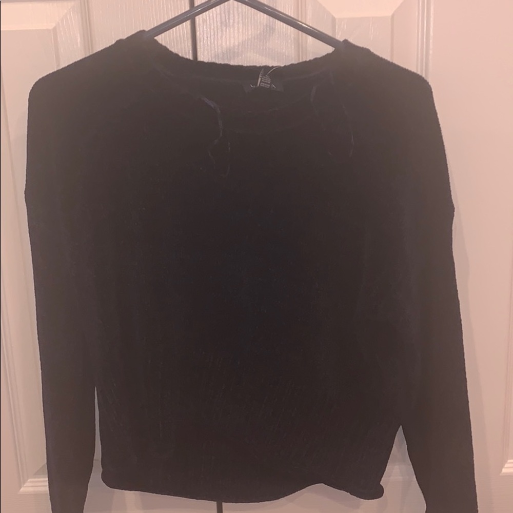 navy blue velour sweater